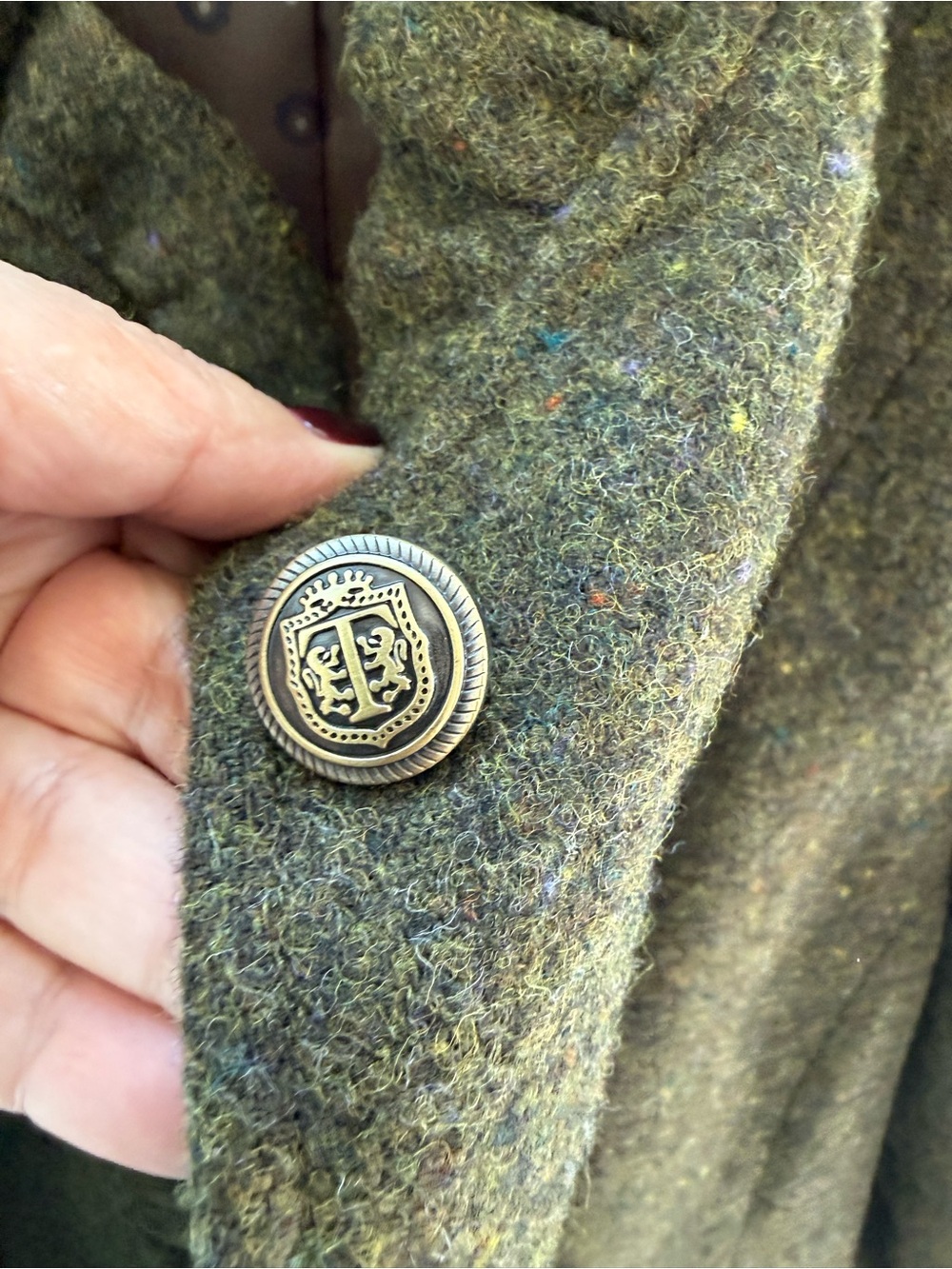 Talbots Moss Green Wool Blend Jacket with Olive Fleck - Picture 5 of 6